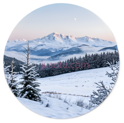 雪景,自然风光,白色,蓝色,粉色, PNG