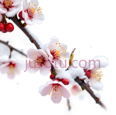 梅花,水墨画,白色,粉色PNG