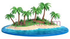 岛屿,卡通,绿色,黄色,蓝色PNG