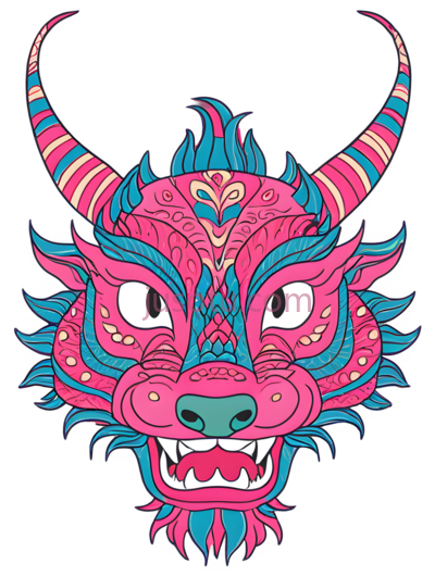 龙,卡通,粉色,蓝色,白色, PNG