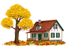 房子,卡通,白色,红色,绿色PNG