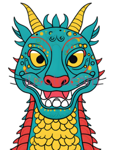 龙,卡通,蓝色,黄色,红色PNG
