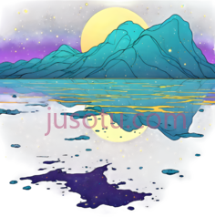 岛屿,插画,蓝色PNG