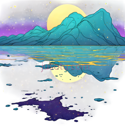 岛屿,插画,蓝色, PNG