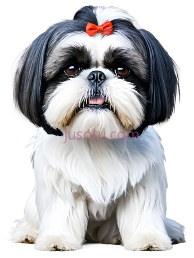 狗,有蝴蝶结的宠物犬,白色,黑色, PNG
