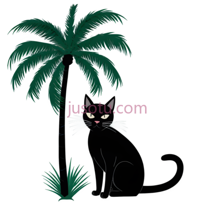 黑猫,棕榈树, PNG