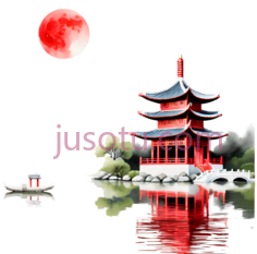 楼阁,中式建筑,红色PNG