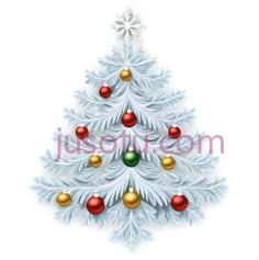 圣诞树,雪花图案,白色PNG