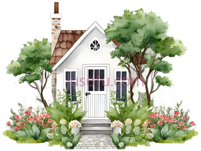 花园,小屋, PNG