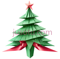 圣诞树,折纸,绿色,红色PNG
