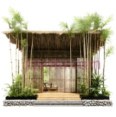 小屋,热带风,棕色,绿色PNG