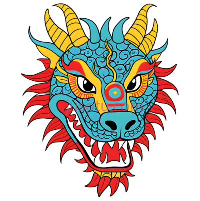 龙,卡通,蓝色,黄色,红色, PNG