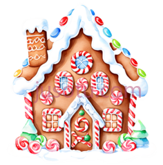 姜饼屋,卡通,棕色,白色,红色PNG