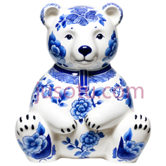陶瓷北极熊,瓷器,蓝色,白色PNG