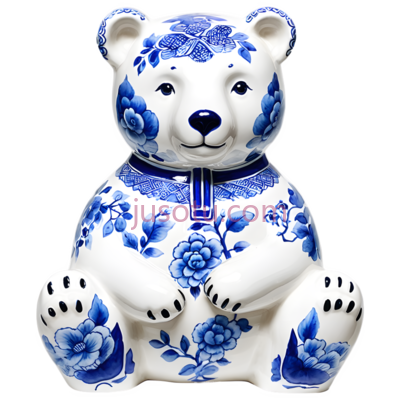 陶瓷北极熊,瓷器,蓝色,白色, PNG