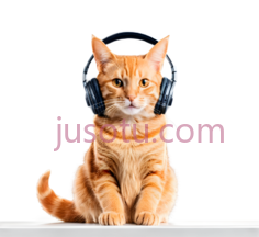 猫,戴着耳机,橘色PNG