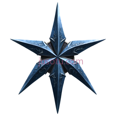 星形图案,金属质感的雕刻,蓝色, PNG