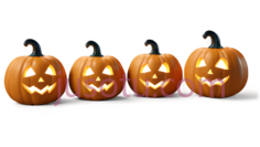 南瓜灯,雕刻有表情,橙色PNG