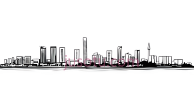 城市天际线,线条,白色, PNG