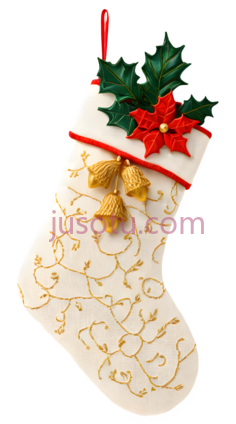 圣诞袜,白色,金色,红色PNG