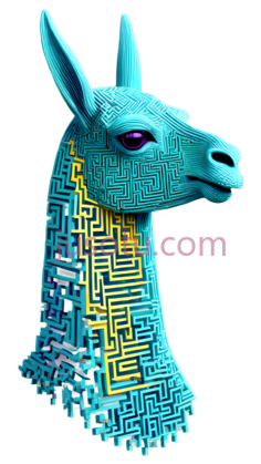 羊驼,迷宫图案,蓝色,黄色PNG