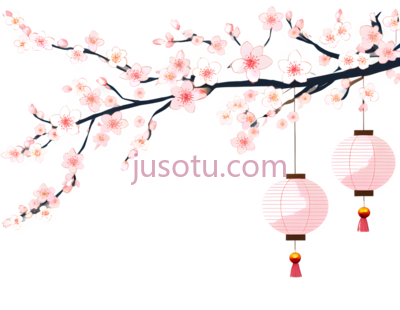 樱花树枝,插画,粉色, PNG