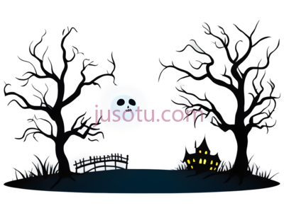 树木,幽灵,卡通,白色, PNG