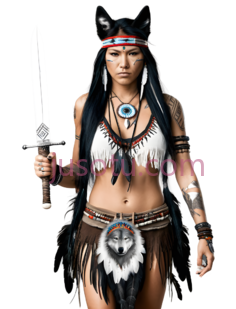 女性,战士,黑色长发,白色上衣,棕色裙子PNG