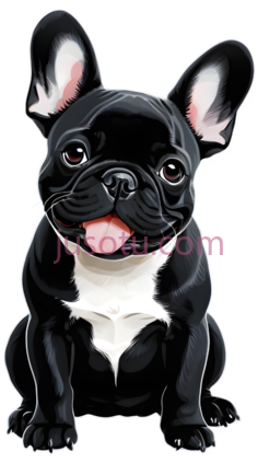 快乐法斗犬,黑色PNG