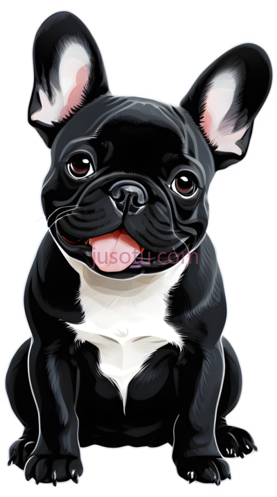快乐法斗犬,黑色, PNG
