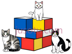 猫,积木,卡通,立体,白色PNG