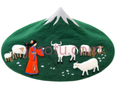 牧羊女,插画,绿色,白色,红色PNG