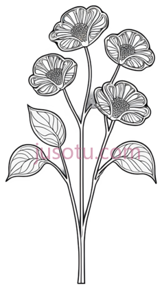 花朵,叶子,线条画,白色PNG