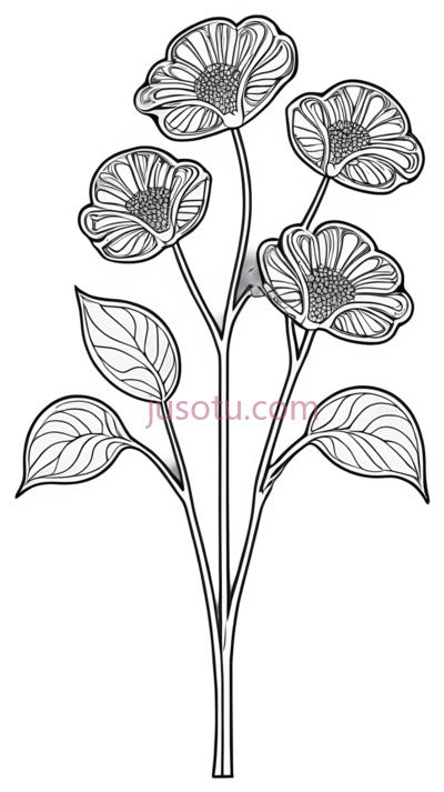 花朵,叶子,线条画,白色, PNG