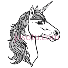 彩绘,独角兽,头部PNG