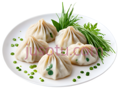 蒸饺,中式点心,白色面团,绿色馅料PNG
