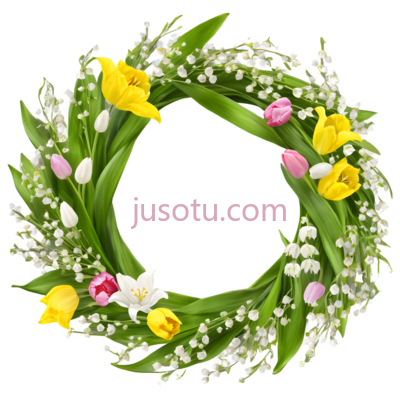 花环,自然,黄色,粉色,白色, PNG