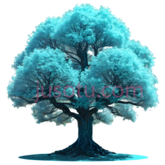 树,蓝色, PNG