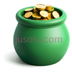金币罐,卡通,绿色PNG