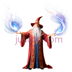 魔法师,奇幻,红色长袍,蓝色裤子PNG