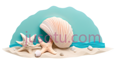 贝壳,海星,卡通,白色,浅蓝色PNG