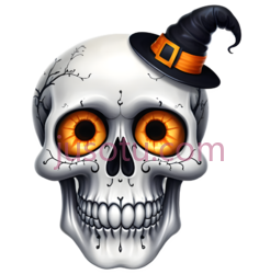 骷髅,卡通,白色, 黑色, 橙色PNG