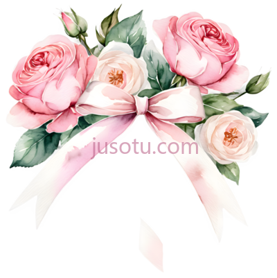 玫瑰花,水彩画,粉色, PNG