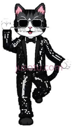 猫,穿着西装,墨镜,黑白PNG