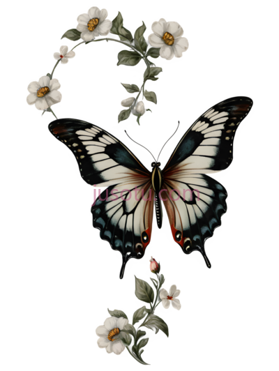 蝴蝶,插画,白色,黑色,橙色, PNG