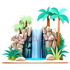 瀑布,卡通,蓝色PNG