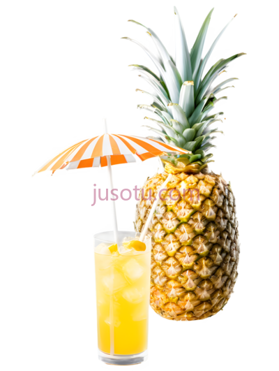 菠萝鸡尾酒,夏日饮品,玻璃杯, PNG