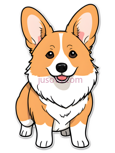 柯基犬,卡通,棕色,白色, PNG