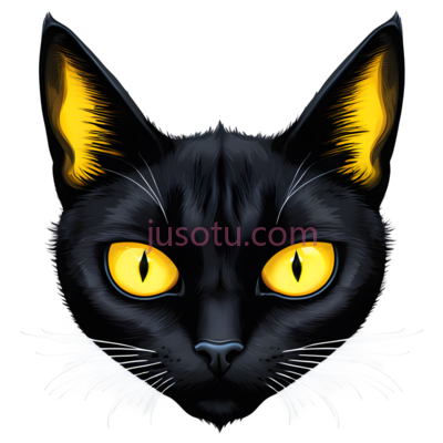 猫,卡通,黑色, 黄色, PNG