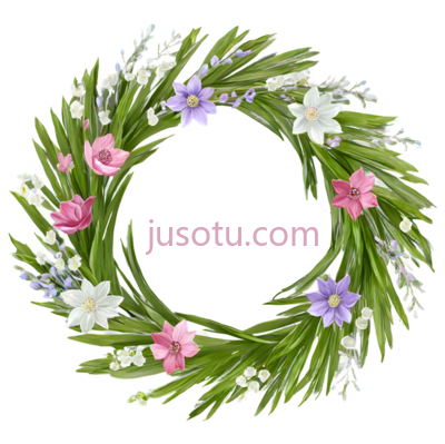 花环,绿色,粉色,白色,紫色, PNG